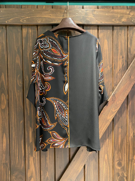 Joseph Ribkoff Black Paisley Print Blouse