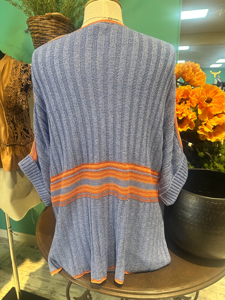 Easel V-Neck Ribbed Striped Sweater