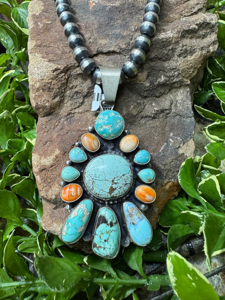 Make A Statement Turquoise & Spiny Orange Pendant