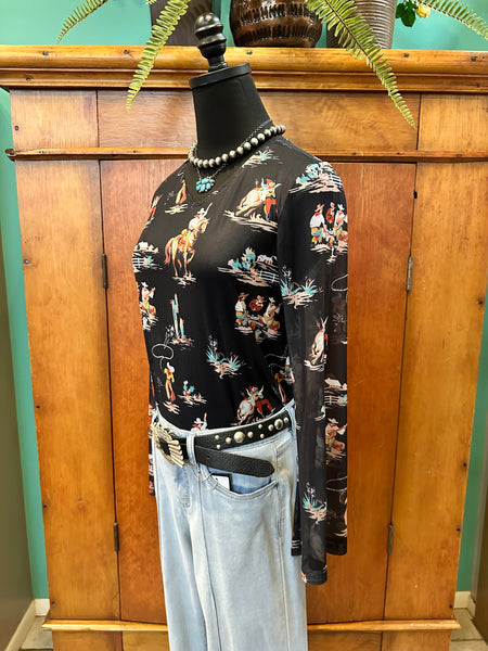 Cowboy Campfire Mesh Top