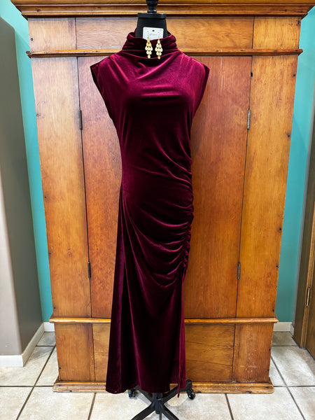 Ruched Velvet Maxi Dress