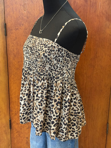 Smocked Leaopard Cami Top