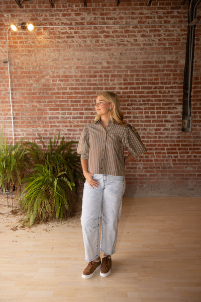 Striped Puff Sleeve Blouse