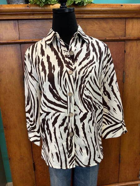 Joseph Ribkoff Button Front Print Blouse