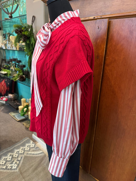 Wishlist Cable Knit Short Sleeve Sweater