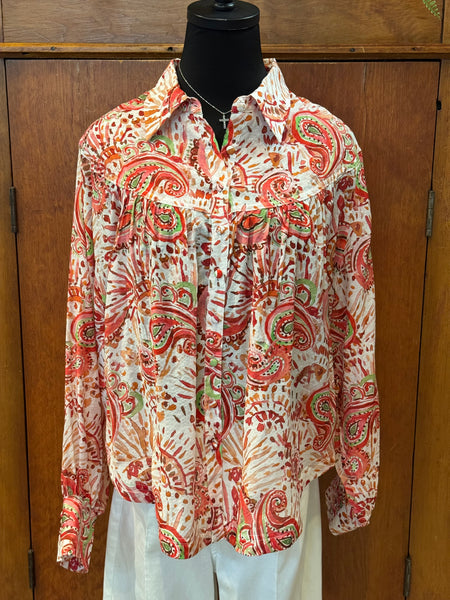 Paisley Printed Long Sleeve Top