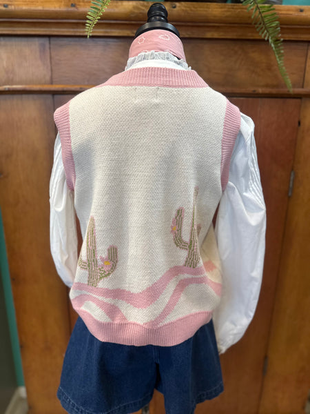 Pink Cactus Button Vest