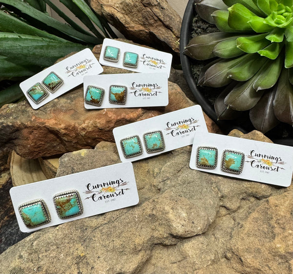 4 Corners #8 Turquoise Post Earrings