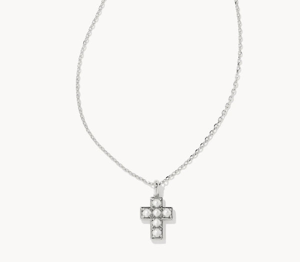 Kendra Scott Pearl Cross Necklace in Gold and Silver