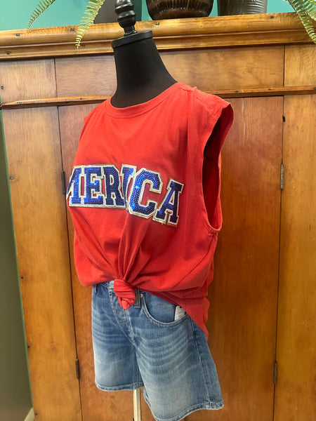 America Sequin Sleeveless Top