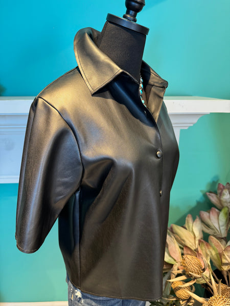 EE:Some Faux Leather Cropped Top