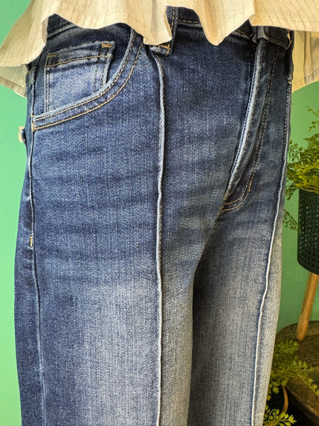 Risen Med Rise Straight Wide Cuff Jean