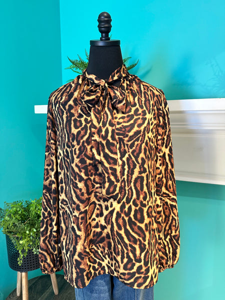 Joseph Ribkoff Leopard Tie Front Top