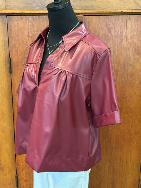 Glam Faux Leather Swing Top Cropped