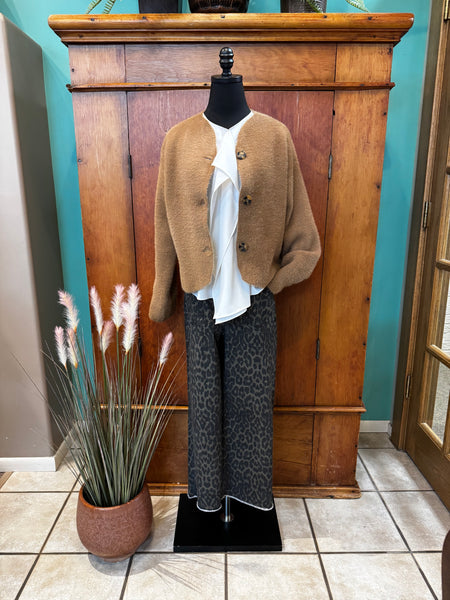 Leopard Patch Pocket Knit Denim Pant