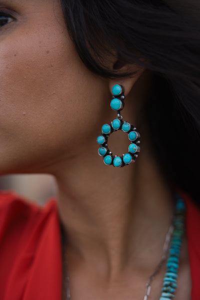 Statement Circle Turquoise Earrings