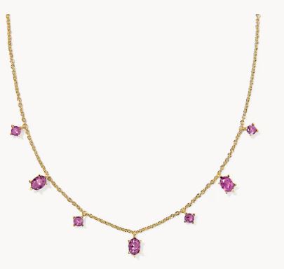 Kendra Scott Cailin Delicate Strand Necklace in Gold Purple Crystal