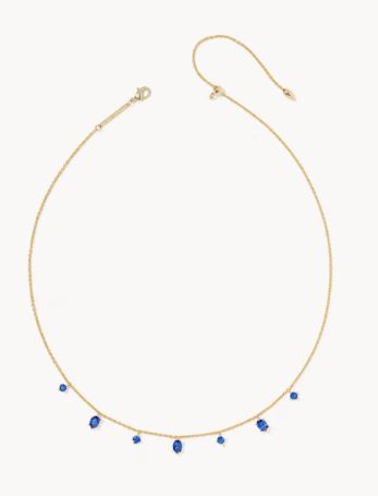 Kendra Scott Cailin Delicate Strand Gold Necklace in Gold Blue Crystal