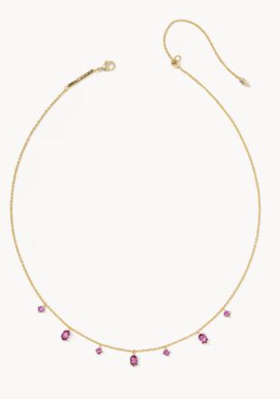 Kendra Scott Cailin Delicate Strand Necklace in Gold Purple Crystal