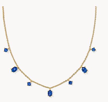 Kendra Scott Cailin Delicate Strand Gold Necklace in Gold Blue Crystal