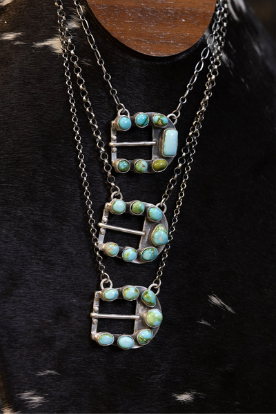 ALZ 7 Stone Turquoise Buckle Necklace