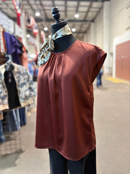 Round Neck Pleated Blouse