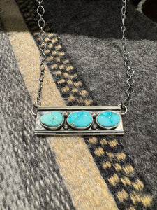SLL 3 Stone Turquoise Bar Necklace mmm