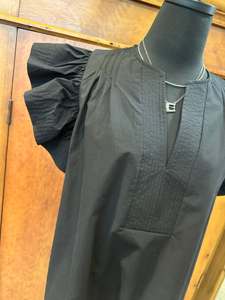 Flutter Sleeve Tunic Style Poplin Top