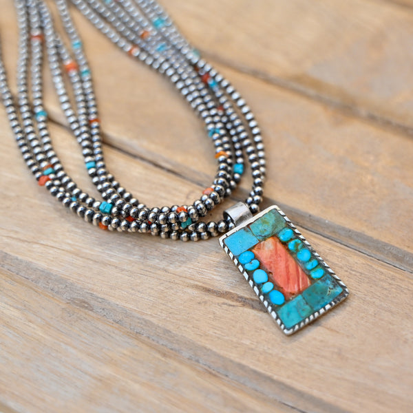 PBD Charlie Favour Turquoise/Spiny Oyster Necklace