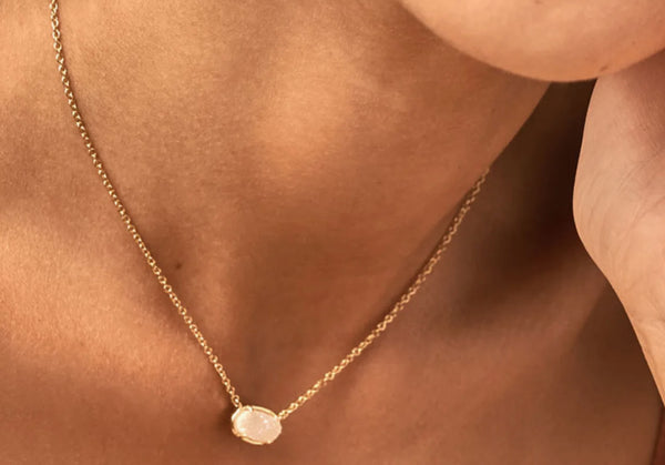Kendra Scott Grayson Short Gold Necklace in Iridescent Drusy
