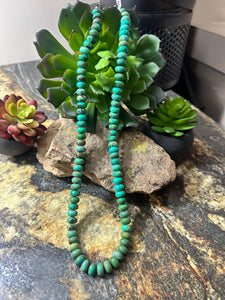 Turquoise Rondelle 10 MM Beaded Necklace