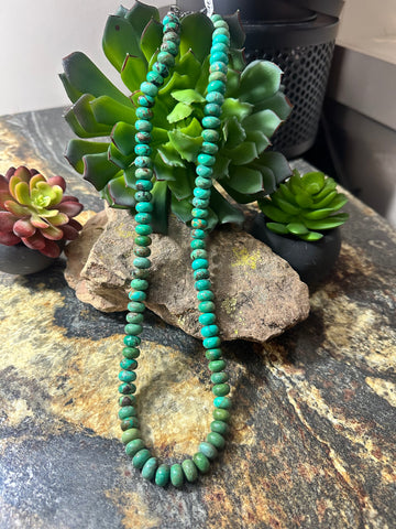 Turquoise Rondelle 10 MM Beaded Necklace
