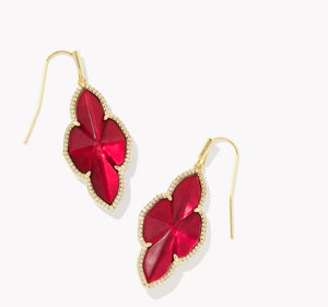 Kendra Scott Abbie Cranberry Pave Drop Earrings in Gold