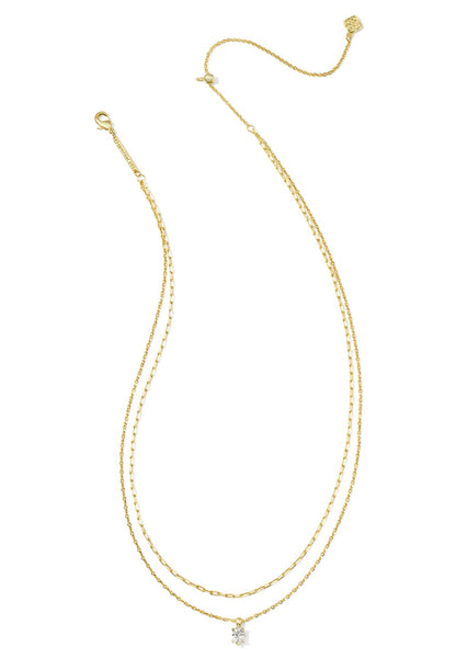 Kendra Scott Cailin Multi Strand Necklace Gold White Crystal