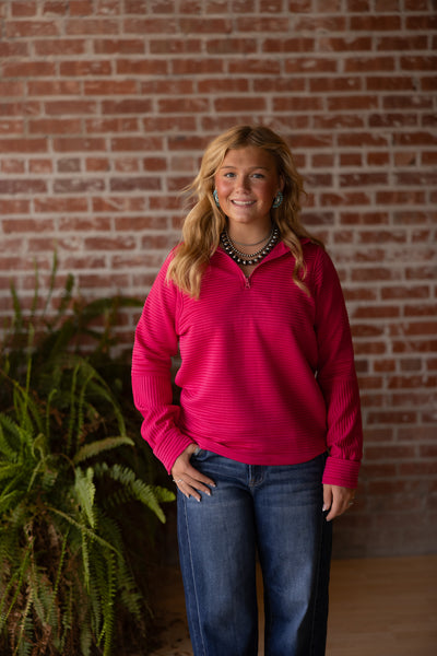 Quarter Zip Textured Sweatshirt