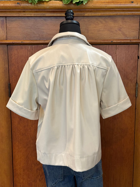 Glam Faux Leather Swing Top Cropped