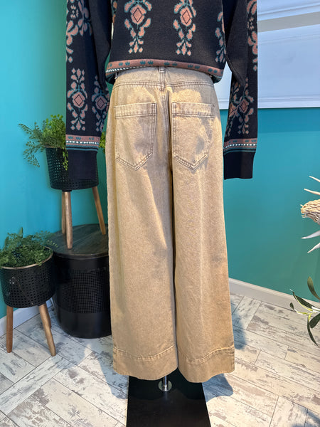 Entro Wide/Cuff Seaming Details Denim Pant