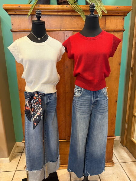 Cap Sleeves Knit Top