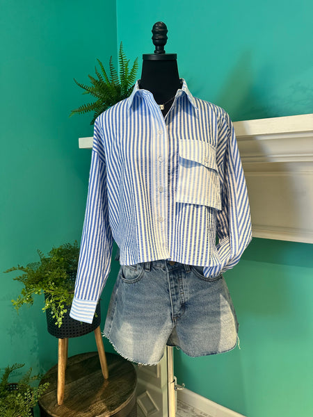 Ee:some Color Block Stripe Shirt
