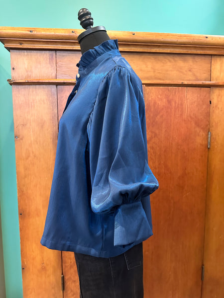 Glam Ruffle Neck Puff Sleeve top