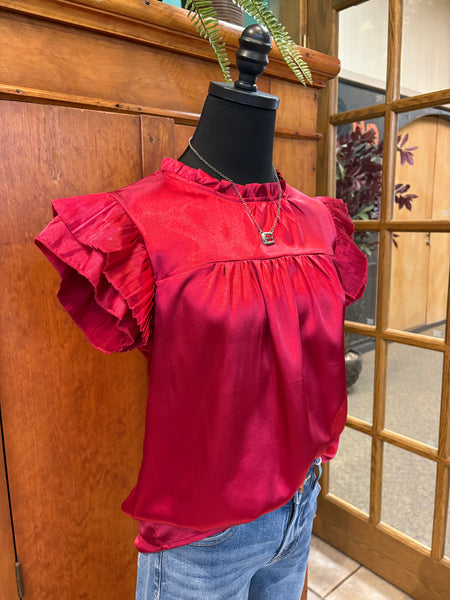 Pleated Ruffle Sleeveless Top