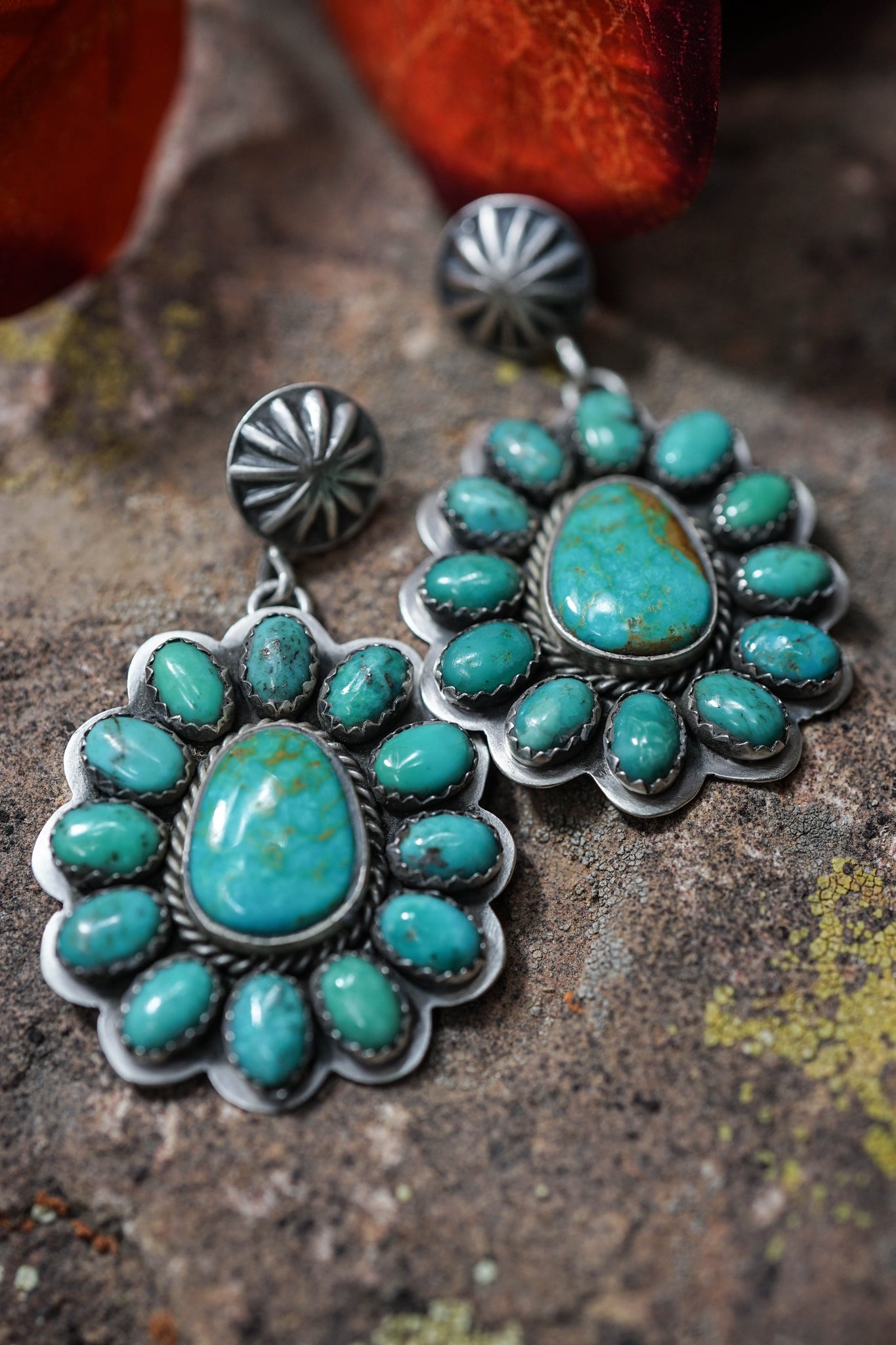 14 Stone Turquoise Post Earring