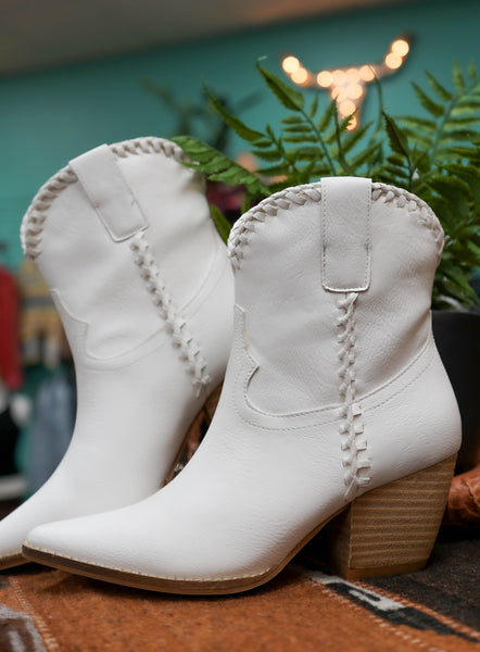 Arisa Braided Short White Bootie