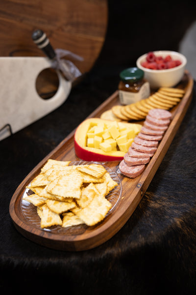 21" x 2.5" Acacia Wood Serving Tray w Bowl