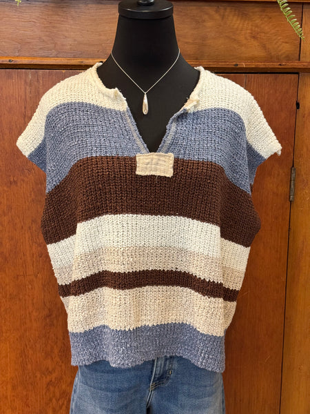 Striped Cap Sleeve Sweater