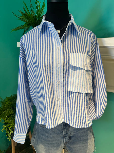 Ee:some Color Block Stripe Shirt