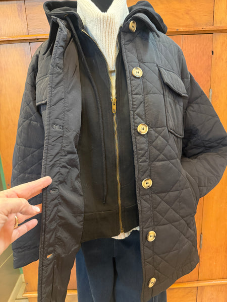 Quilted Shacket with Hoodie