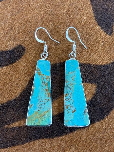 Wrapped Silver Turquoise Slab Earrings