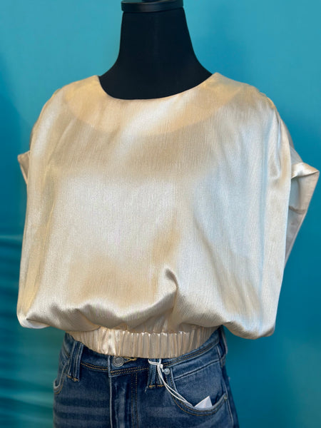 Cuff Sleeve Crop Top