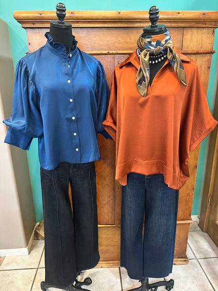 Glam Drop Shoulder V-Neck Top